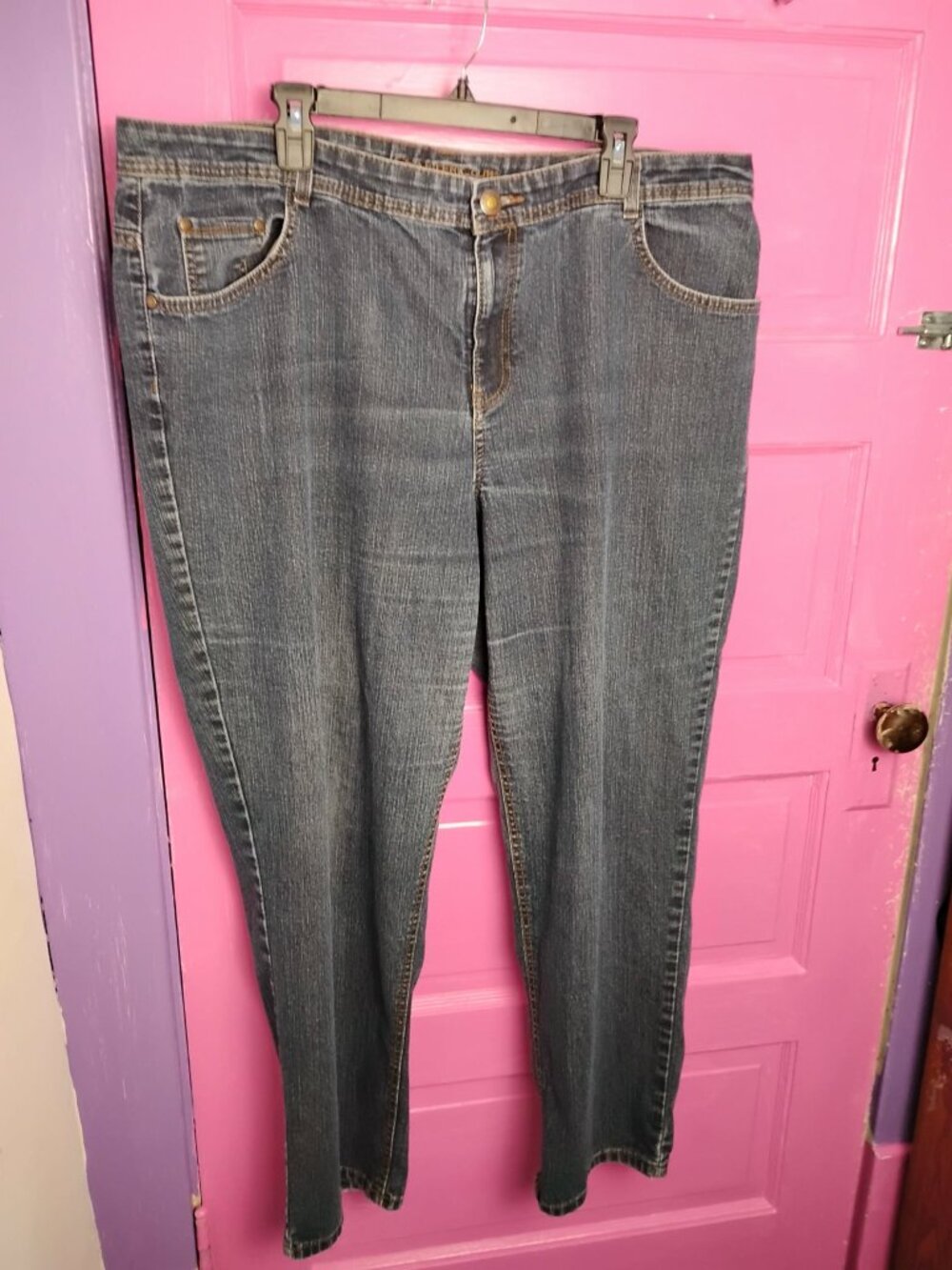 Size 22 Charter Club Jeans Classic Fit Woman Women's Stretchy Gold Stitching 22W